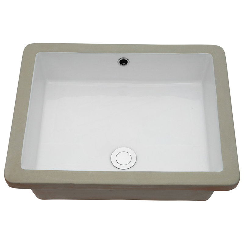 Lavabo de salle de bain moderne en céramique - encastré rectangulaire avec peu d'espace pour la décoration