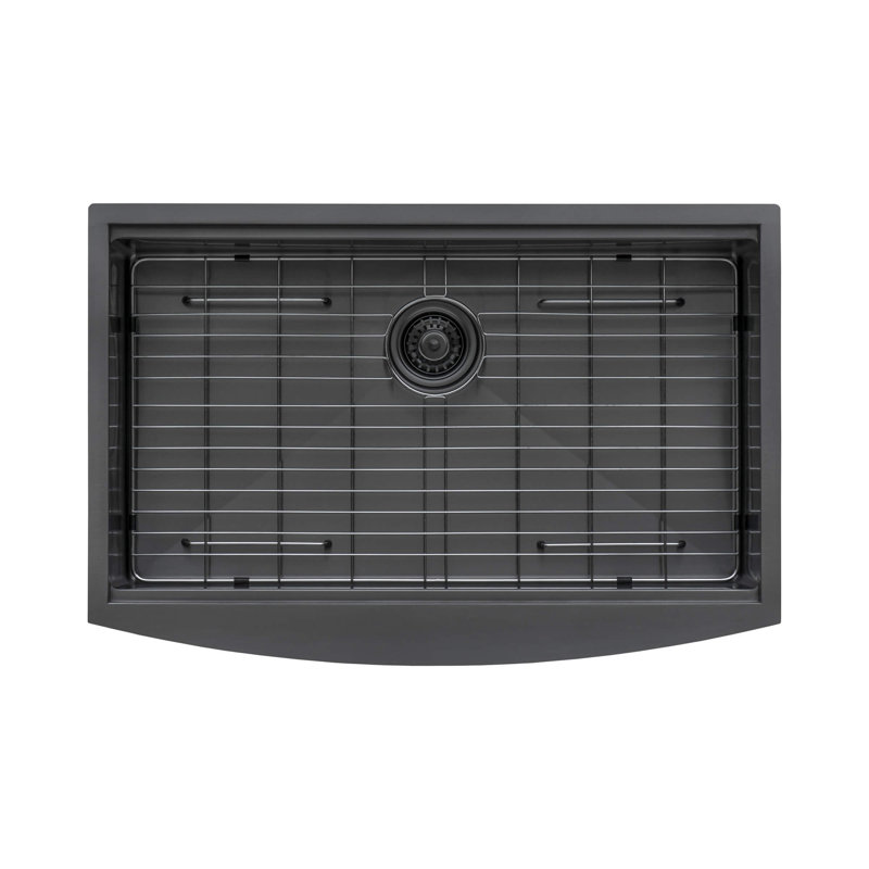 Ruvati 36" L x 22" W Farmhouse Kitchen Sink, Gunmetal Matte Black