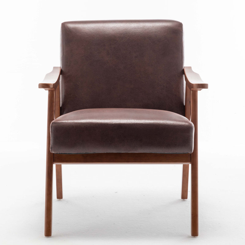 Jamesina 26.37" W Armchair, Dark Brown Faux Leather