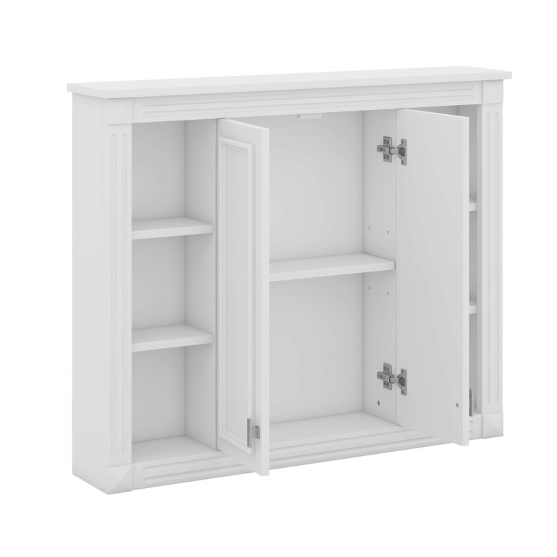 Armoire de rangement murale pour salle de bain, avec 1 tablette réglable et 6 tablettes ouvertes