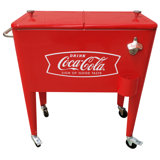 Leigh Country 60 Quarts Serving Station / Cart Cooler with wheels in Red
