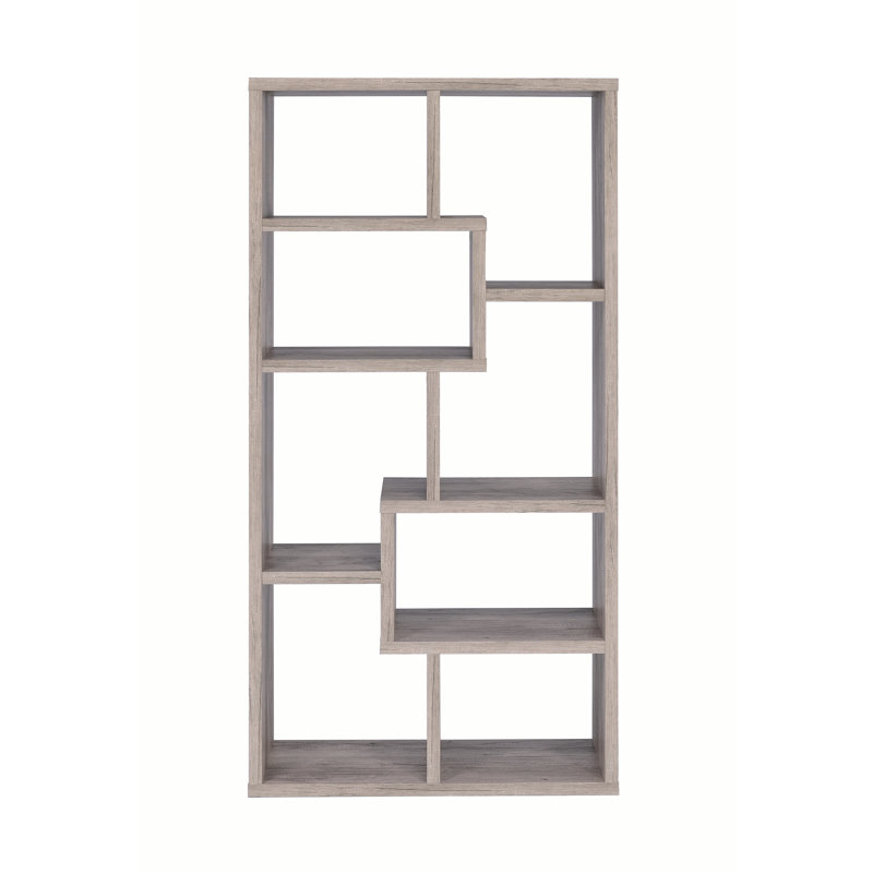 Harkless Geometric Bookcase, Grey Driftwood