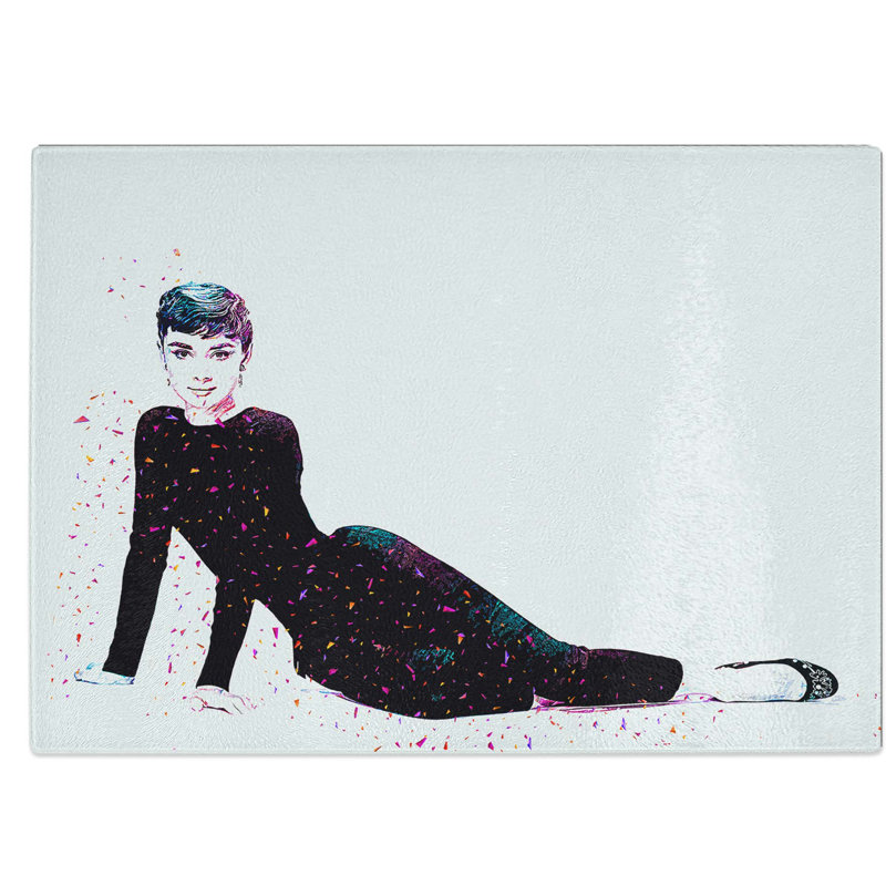 Tempered Glass Audrey Hepburn Chopping Board, 39 cm W x 28.5 cm L