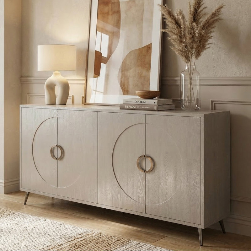 Console de 60 po pour le couloir, Champagne/argent