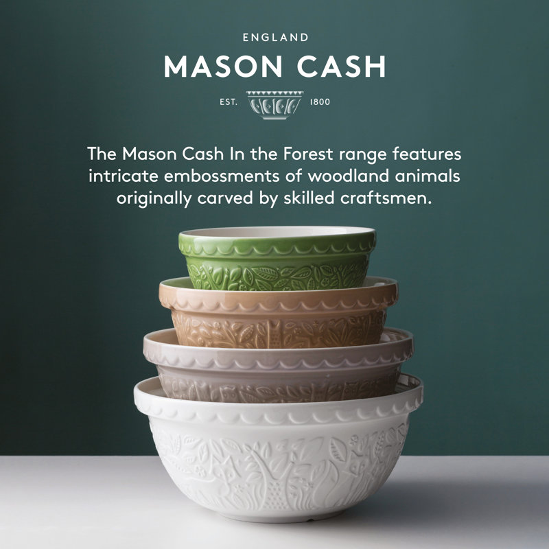 Rustic Embossed Ceramic Mixing Bowl Set in Multicolor