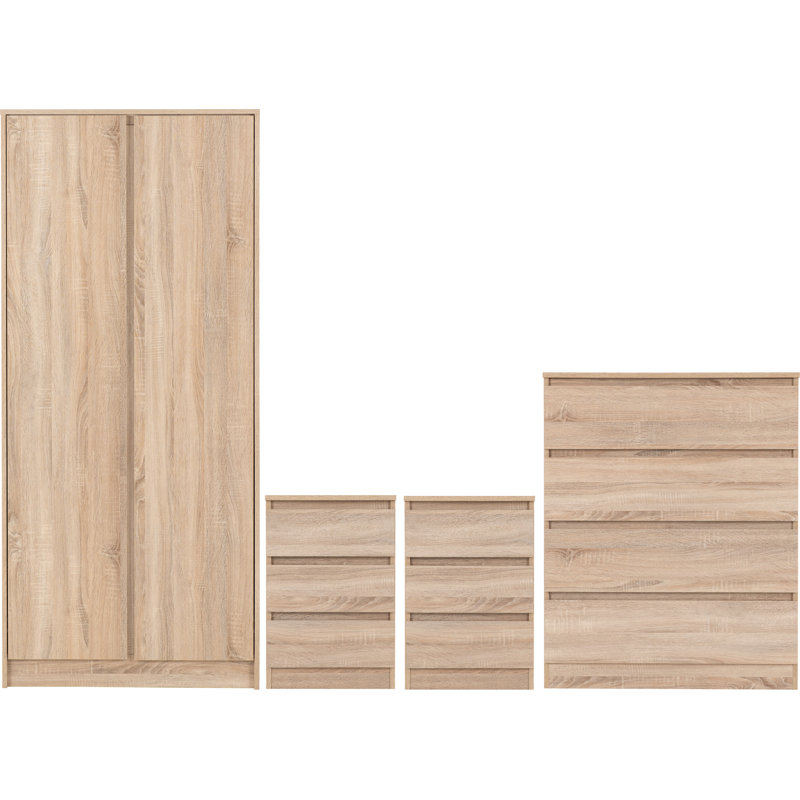 Braunstein 3 Piece Bedroom Set, Beige, 4 Pcs: 2 Nightstands, 2 Dressers