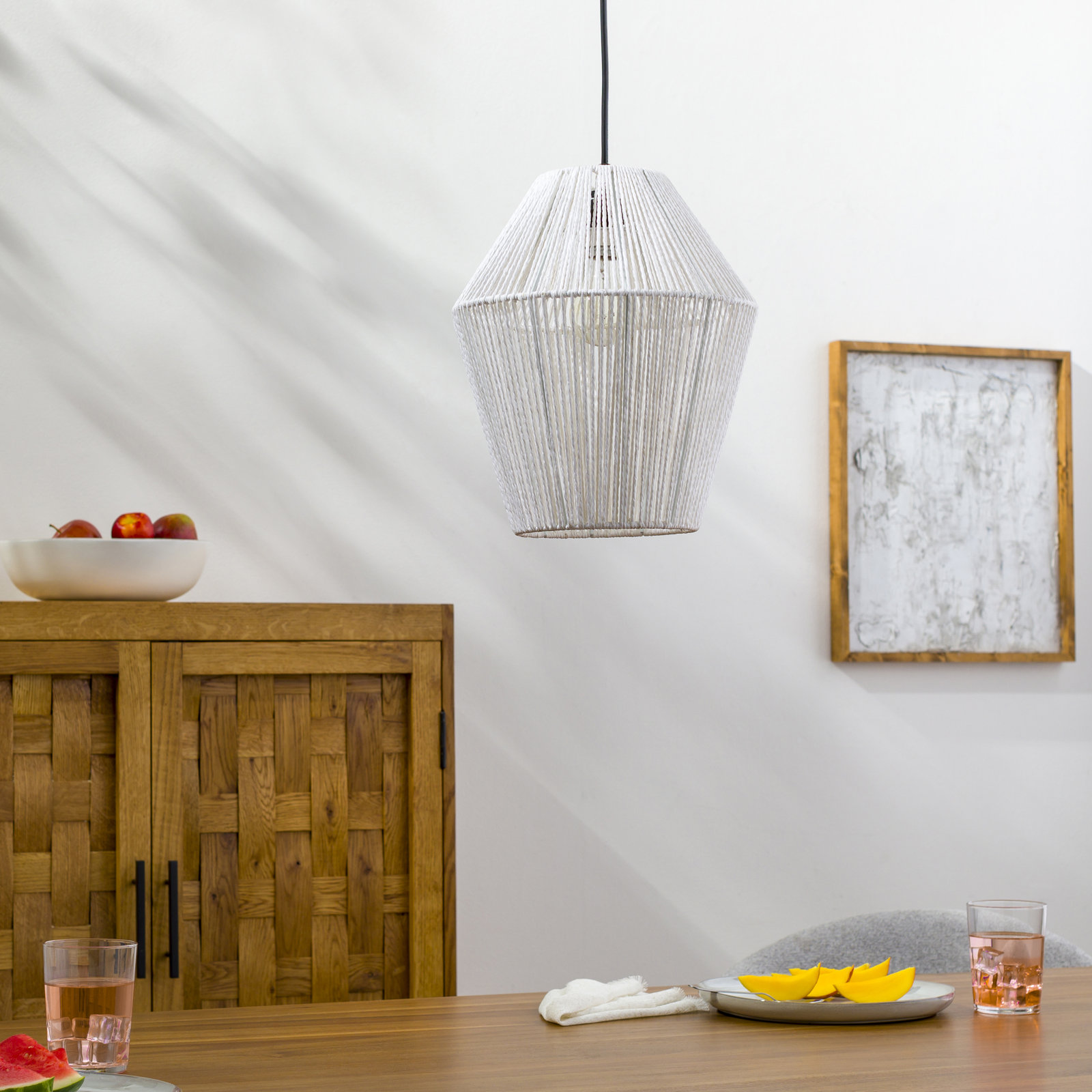 Medea Single Light Pendant, White, White