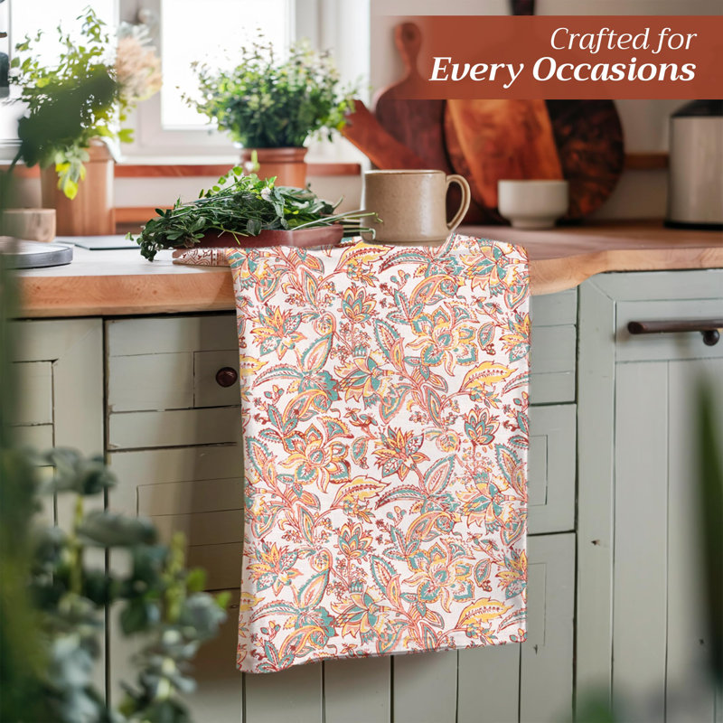 Ensemble de 3 torchons de cuisine 100% coton 20 "x 27,5" Maison d 'Hermine absorbant avec boucle de suspension pour les repas de Noël