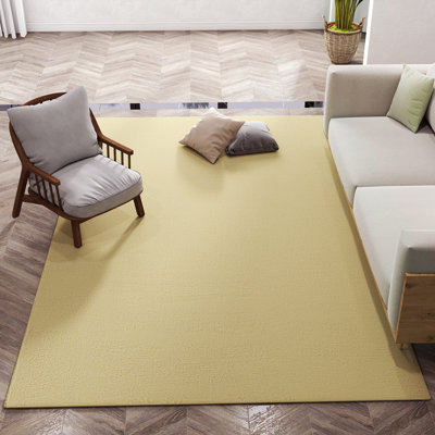 Tapis d'intérieur en mousse viscoélastique épaisse ultra-douce 5 x 8 pi beige, tapis minimalistes confortables et élégants de couleur unie, parfaits pour les salons, les chambres à coucher, les dortoirs et la décoration intérieure