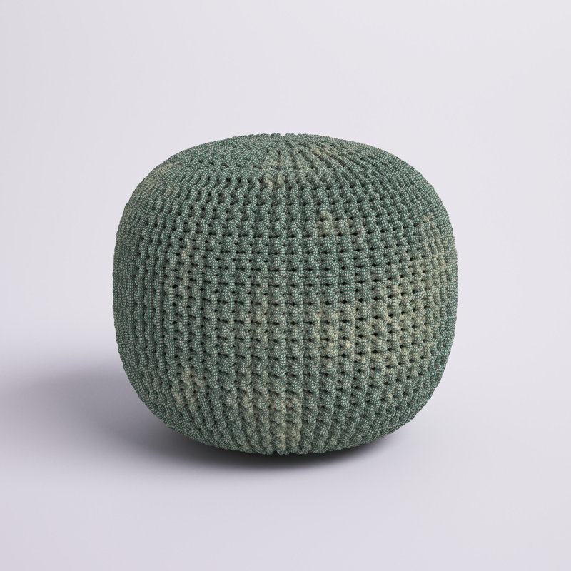 Kameron 19" Wide Round Pouf Ottoman, Green