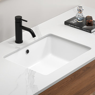 Lavabo vasque rectangulaire encastré en céramique blanc laiteux pour salle de bain, anti-rayures, finition lisse, profondeur 20,12 po, lavabo de salle de bain 7,76 po, matériau, teinture, trou de trop-plein, poids de 19 lb