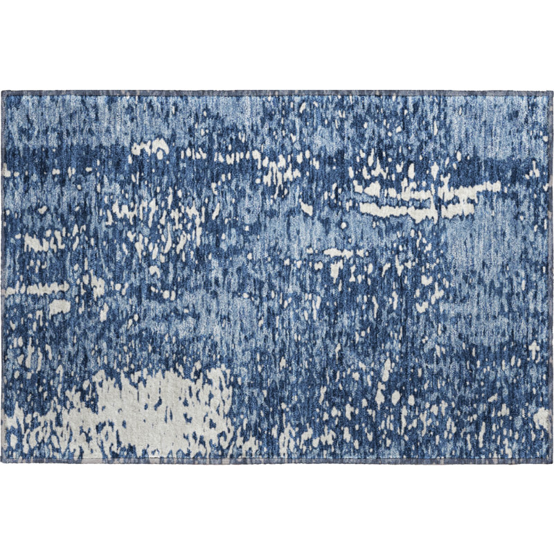 Premium Machine Washable Prisco Denim Rug, Rectangle 1'8" x 2'6"