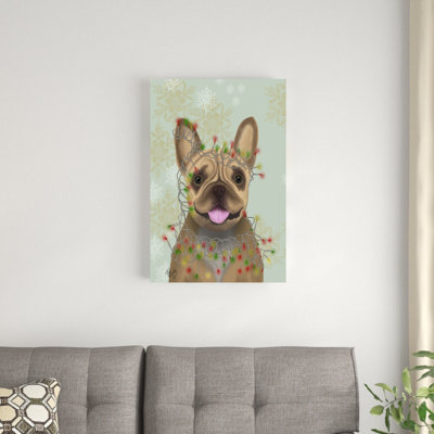 «French Bulldog, Christmas Lights 1» par Fab Funky - reproduction d'art sur toile tendue