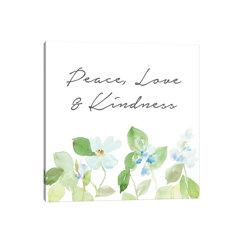 "Peace Love and Kindness" par Lanie Loreth - Art textuel sur toile tendue, H 12 po x l 12 po x P 0,75 po