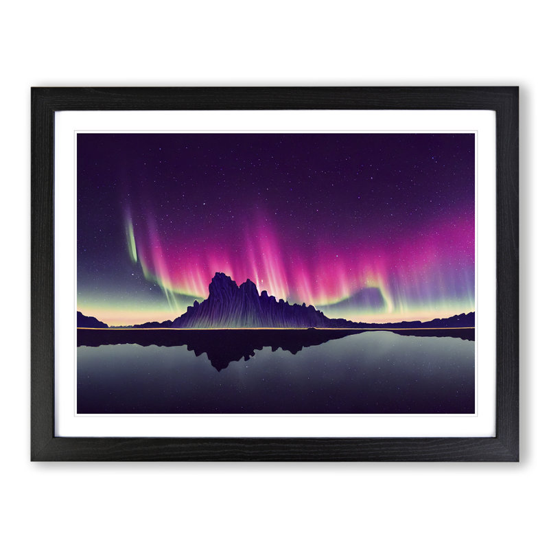 The Grand Northern Lights - Single Picture Frame Print, Black, 46cm H x 64cm W