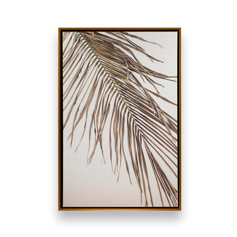 «Palm Leaf Serenity», reproduction sur toile tendue, Cadre flottant or poli, H 18,75 po x l 12,75 po x P 1,75 po