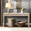 Console double à double planche de suspension naturelle antique de 60 po, pieds et tablettes en bois massif, idéal pour les panneaux à cadre rétro, salon convenable