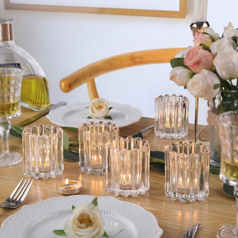 6 porte-bougies votives en verre transparent