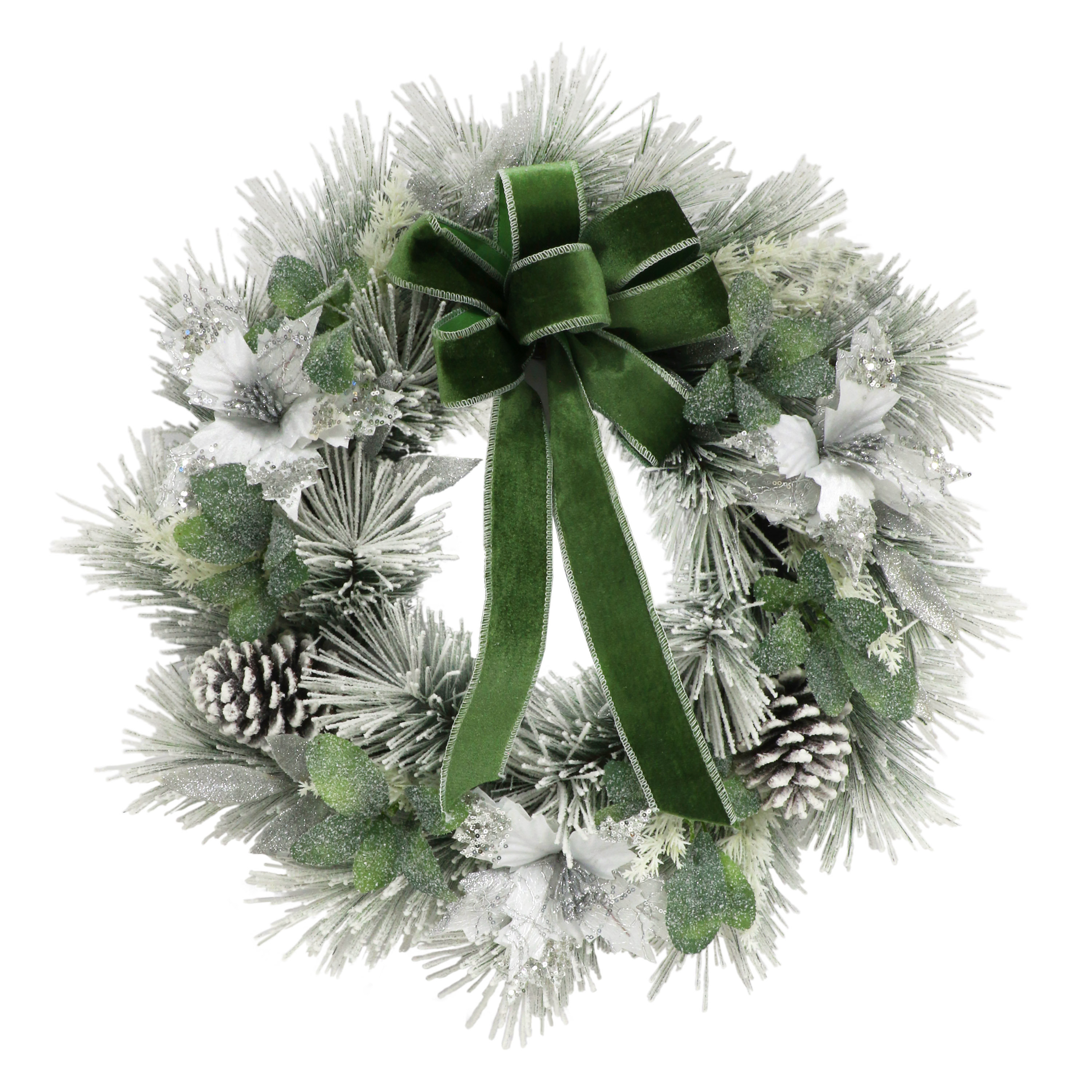 The Holiday Aisle® 24 In. Adorned Flocked Artificial Wreath | Wayfair