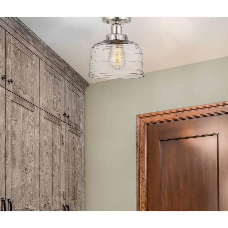 Coppell Glass Semi Flush Mount, Plated Smoke, Brushed Satin Nickel