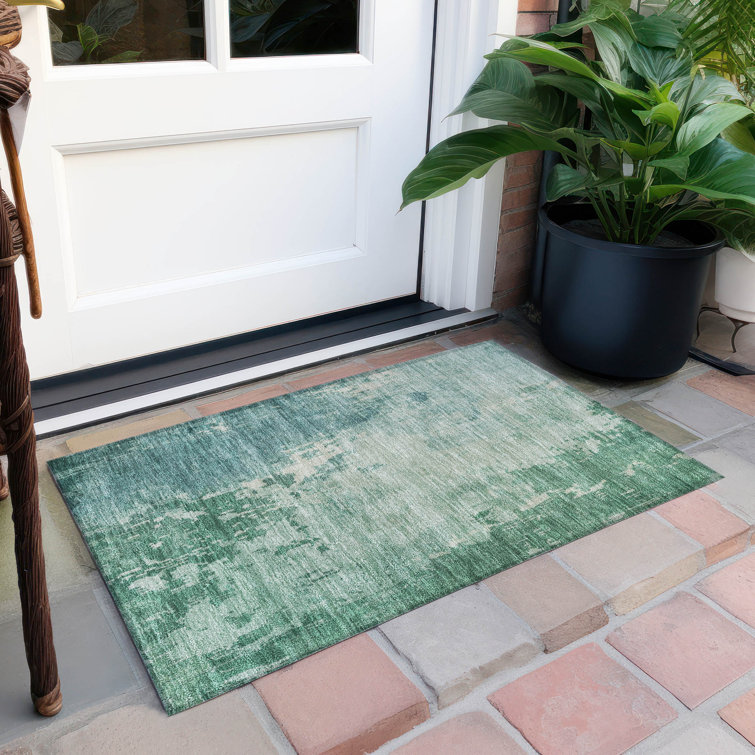Machine Washable Indoor/Outdoor Christain ACN1257 Emerald Rug