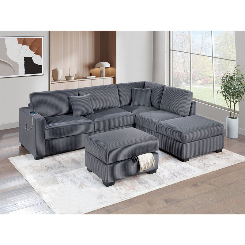 Canapé modulaire en velours côtelé, Velours côtelé gris foncé