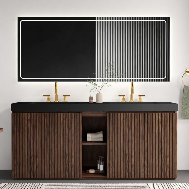 Meuble-lavabo avec lavabo noyer 72F "Winston, Dark Walnut