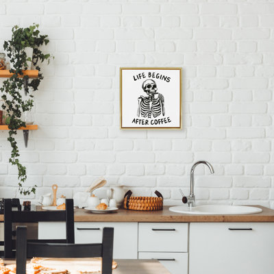 Cadre de vie flottant «Life Begins After Coffee» par JJ Design House LLC