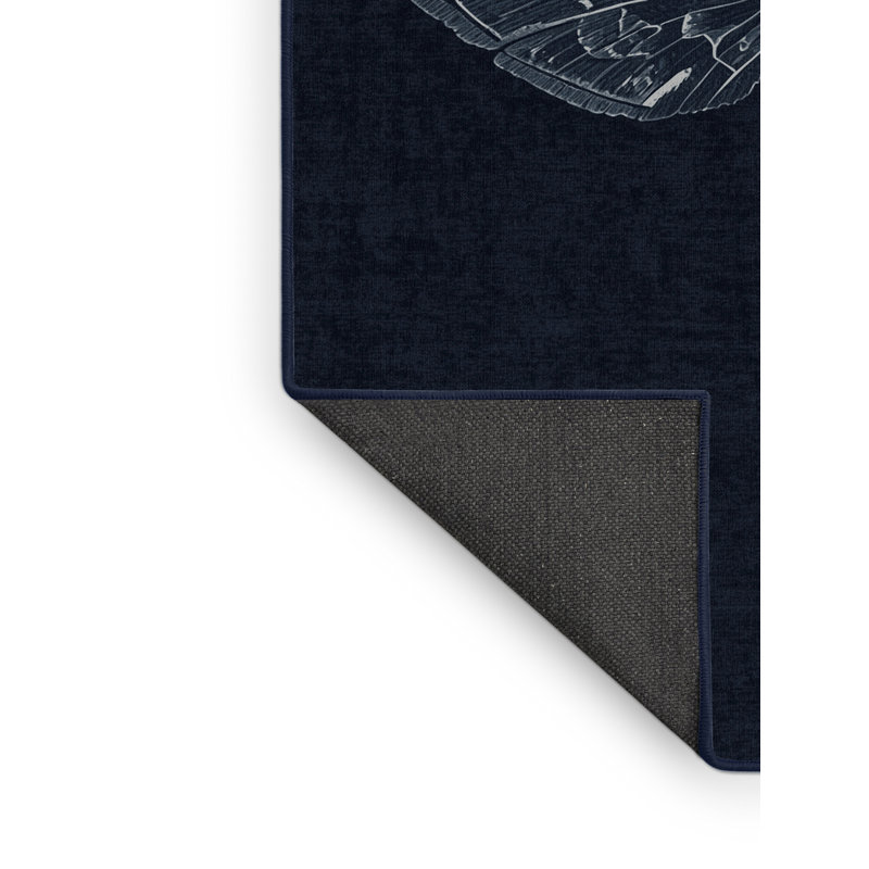 Soft Plush Fellman Halloween Modern & Contemporary Abstract Area Rug in Gray – Navy Binding, 4x6