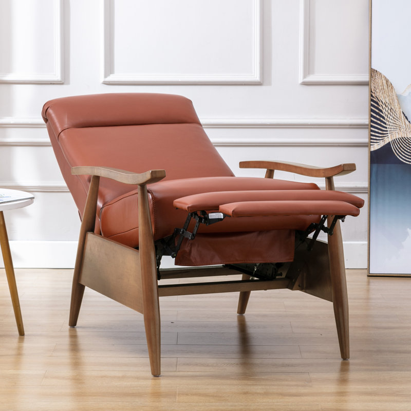 Fauteuil inclinable en cuir Imona, Cuir véritable galet caramel