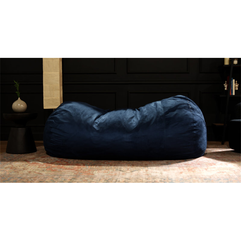 Fauteuil à billes cylindrique en suède Marlin, Microfibre bleu uni,  H 33 po x l 70 po x P 45 po