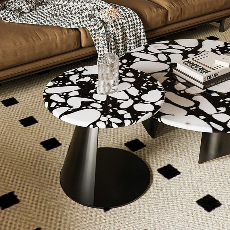 Ensemble de tables basses avec base en acier au carbone