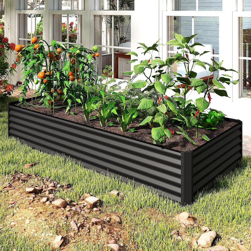 6X3x2ft Galvanized Raised Garden Bed, Outdoor Planter Garden Boxes Large Metal Planter Box For Gardening Vegetables Fruits Flowers, Brown