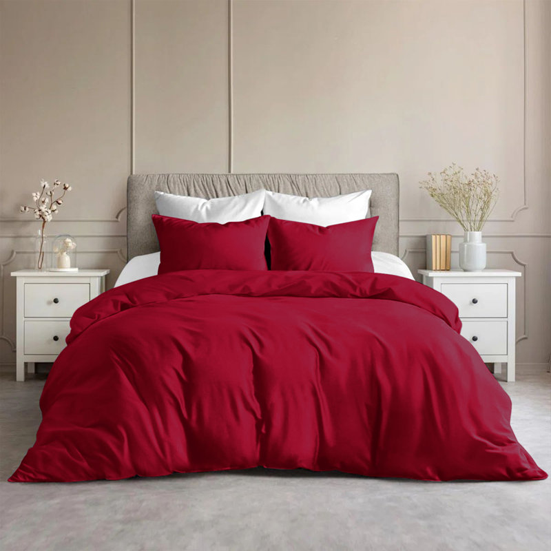 Luxury Microfiber Duvet Cover Set – Soft, Wrinkle-Free, Hotel-Quality Bedding With Pillowcases, Red