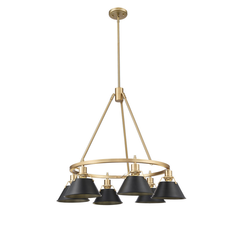 Felda 6 - Light Steel Dimmable Cone Chandelier, Brushed Champagne Bronze, Matte Black