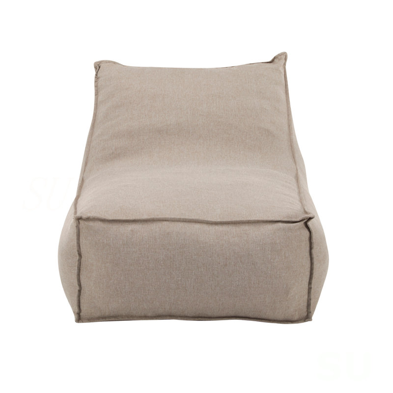 Perry Outdoor Bean Bag Lounge Chair, Beige Fabric