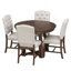 Ensemble de salle à manger rétro 5 pièces, table ronde avec rallonge l 16 po et 4 chaises rembourrées pour la salle à manger et le salon-518985237