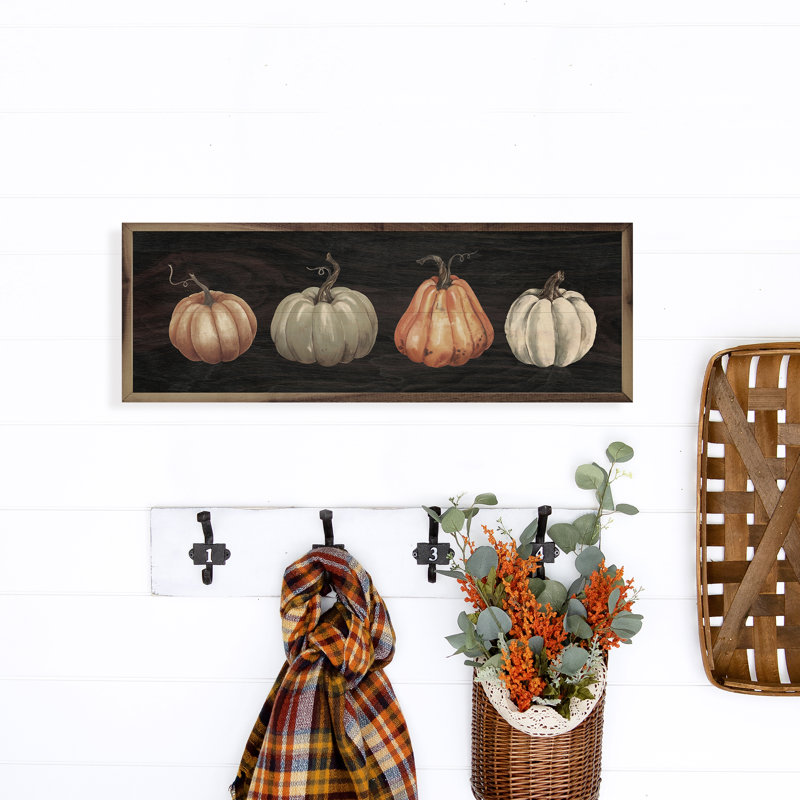 " Four Pumpkins Black ", 48" W x 16" H
