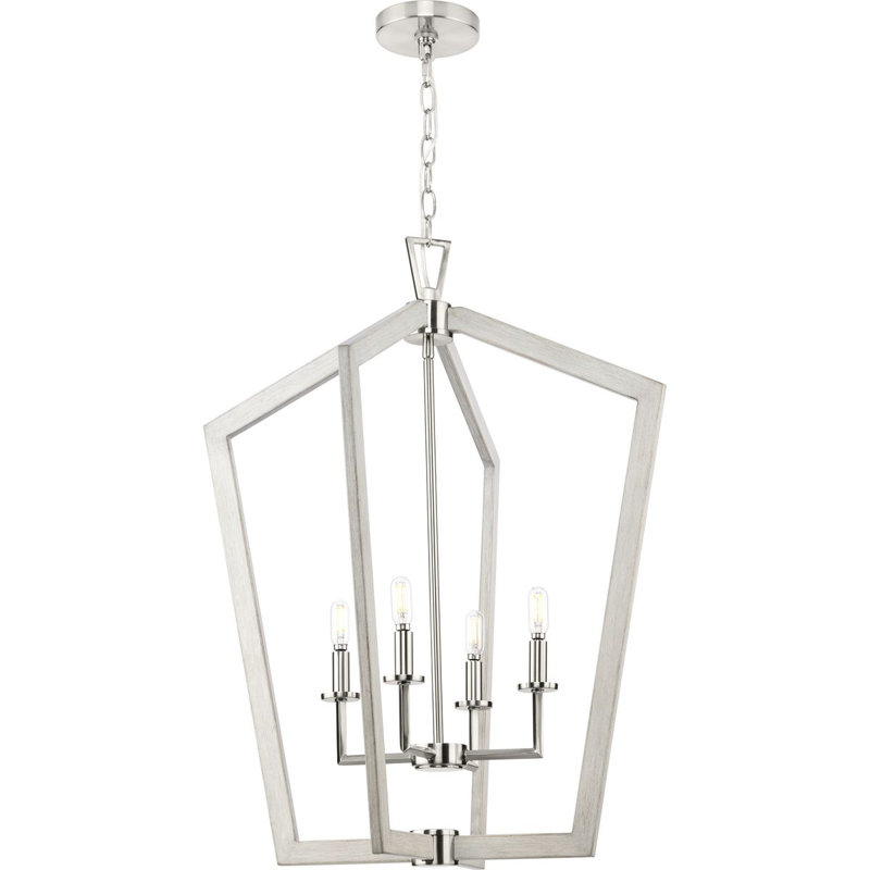 Lustre de vestibule quatre lumières 24 po, Nickel brossé