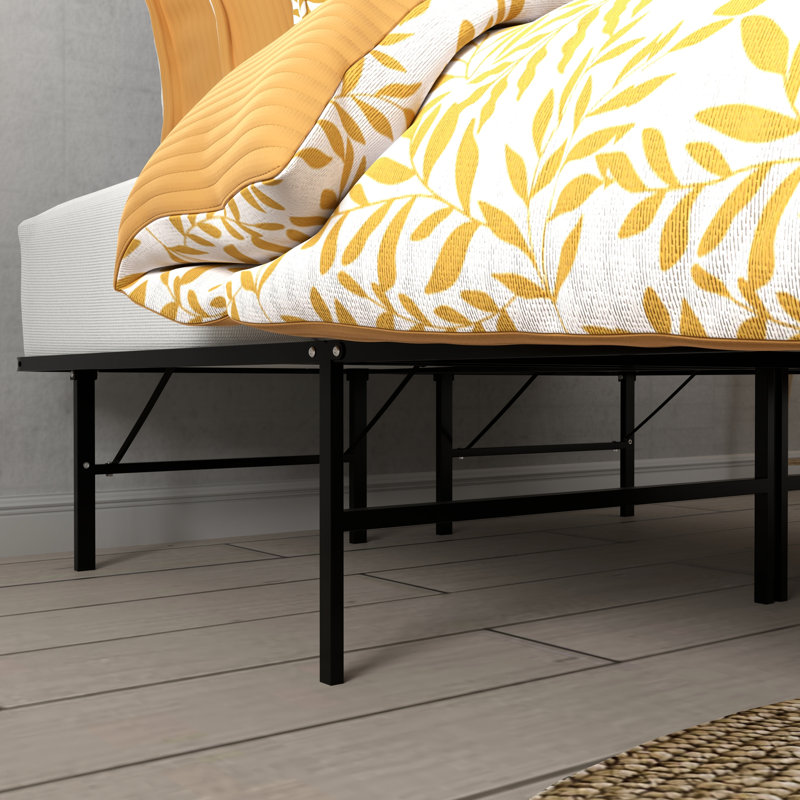 Plateforme de lit en acier noir pour très grand lit - installation de base en 5 minutes, supporte 2 000 lb, réduit le bruit de 14 po de hauteur, structure renforcée, aucun sommier requis