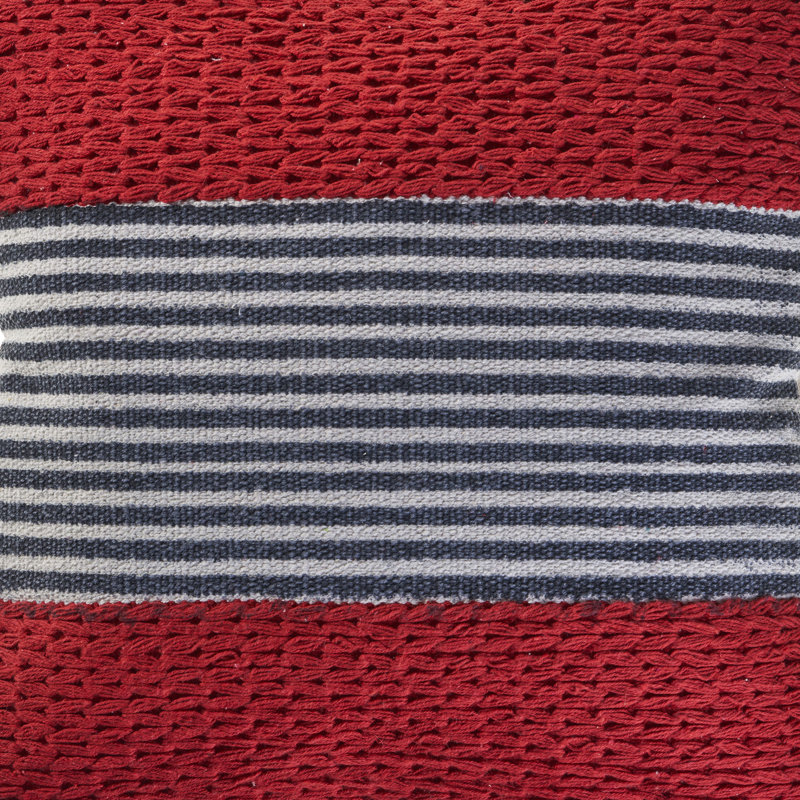 Coussin décoratif en mélange de coton tissé à la main Nautical, Red/Dark Blue, Housse de coussin seulement - sans insert