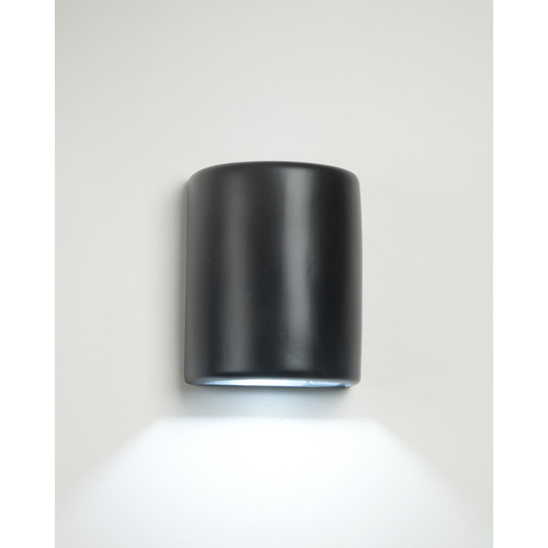 Carely Ceramic Outdoor Wall Light, LED Bulb Included, 10" H x 8" W x 5" D, Matte Black