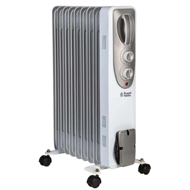 Russell Hobbs RHOFR5002B 2kW Oil Filled Radiator, 9 Fin, Black, White