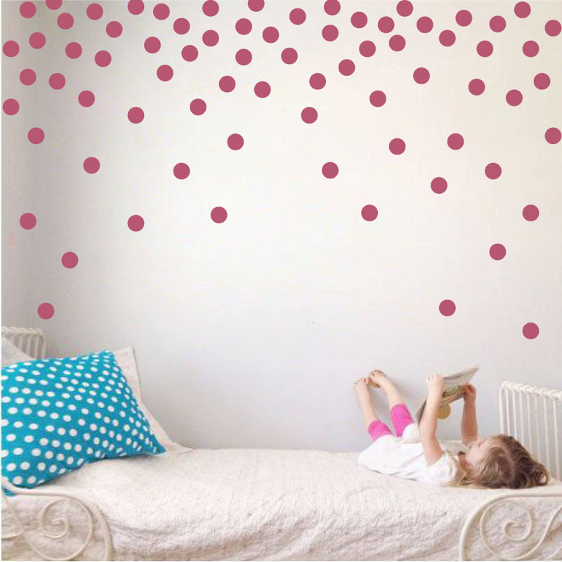 Adhésif décoratif à pois, Rouge à lèvres, H 24 po x l 39 po x P 0,01 po