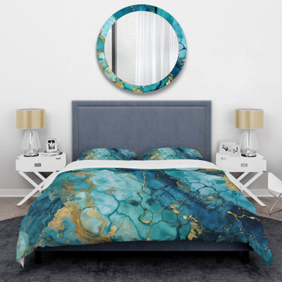 Ensemble de housse de couette abstrait turquoise