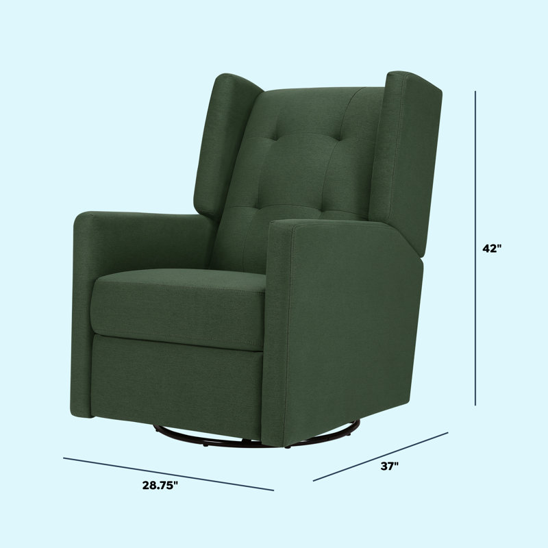 Misty Grey Swivel Recliner with Wood Base