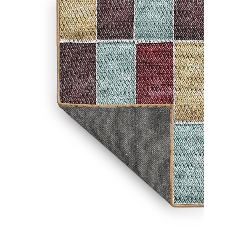 Tapis décoratif à motif géométrique brun Sakai, Rectangle 7 pi x 9 pi