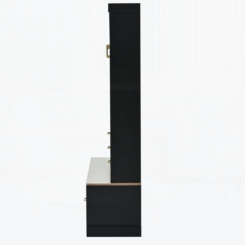 75" H Entryway Hall Tree with Bench and Storage, 5-in-1 Modern Hall Tree with Coat Rack, 6 Drawers, 3 Cabinets and 3-Tier Top Storage for Hallway, Entryway, Living Room, Mudroom