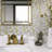 White Calacatta Marble Champagne Gold Metal Aluminum 1" Hexagon Mosaic Sheet Tile By Modket-67086012