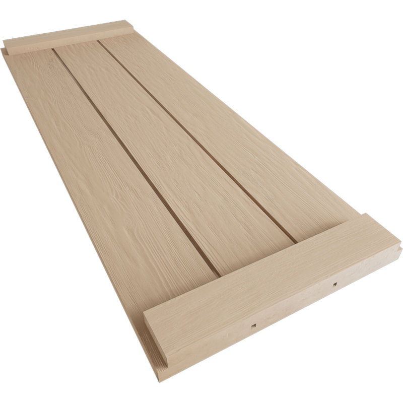 Volets rustiques en faux bois à trois planches jointes avec lattes (par paire), Texture sciée brute / brun clair apprêté, 16"